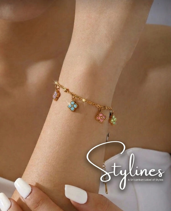 Colored Clover Bracelet-18K Gold Plated Stainless Steel