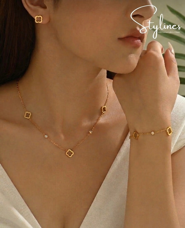 Hollow Clover Jewelry Set-18K Gold Plated Stainless Steel